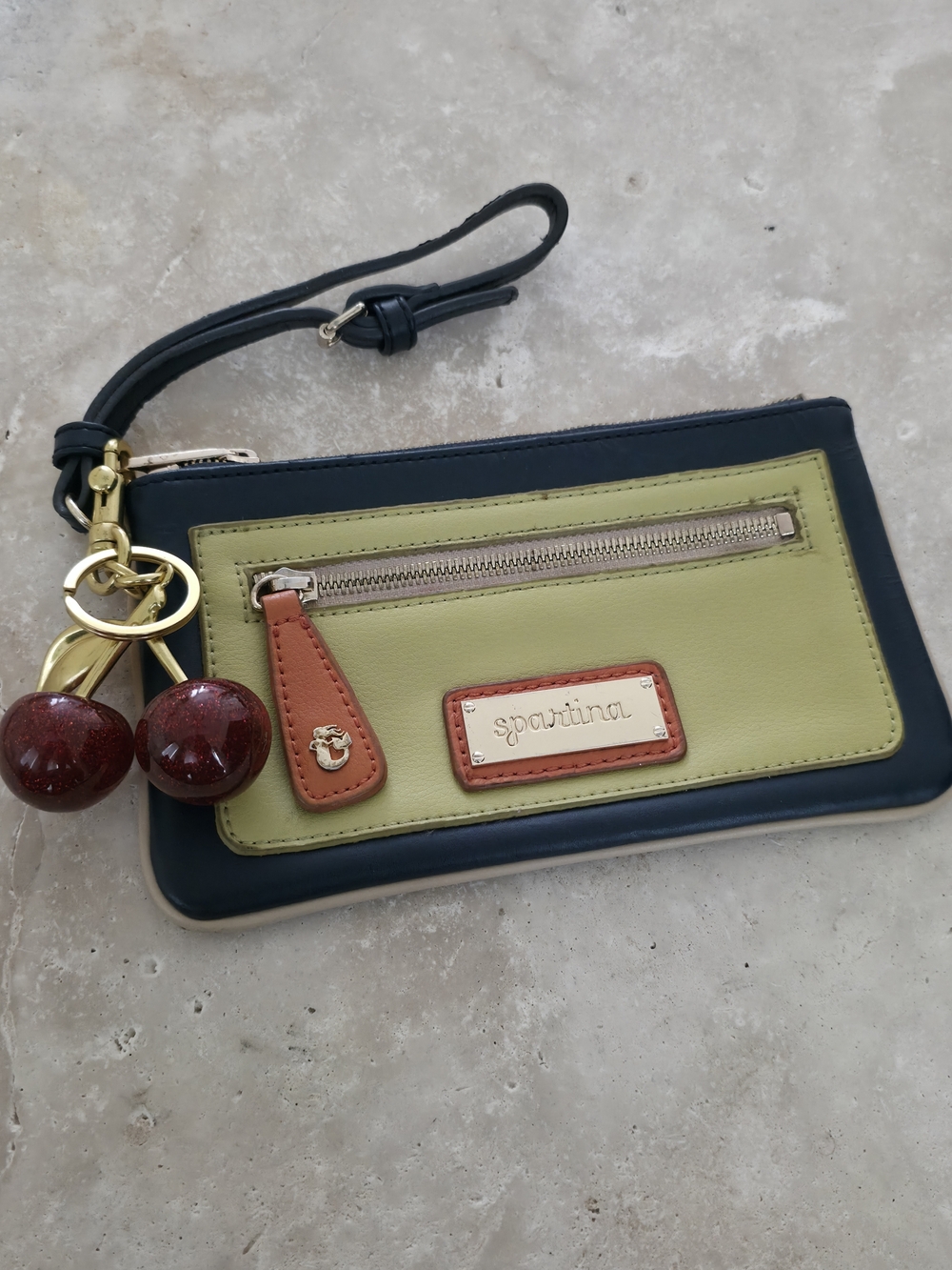 Spartina 449 Olive, Navy & Tan Colorblock Wristlet‎